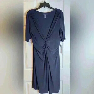 NWT! Chaps Dark Blue Dress with Cinched V Neck line (Size XL)